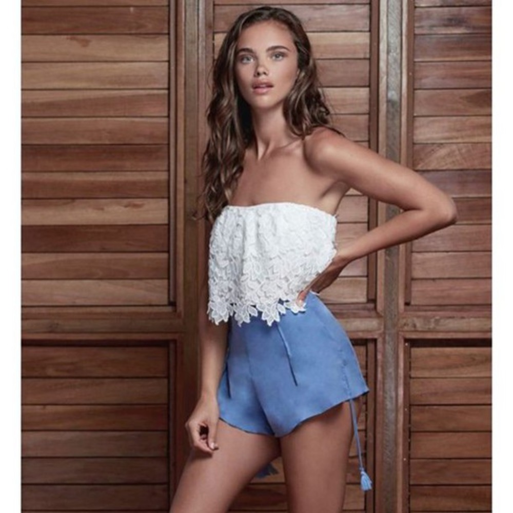 TJD Blue Flowy Tassel Shorts
